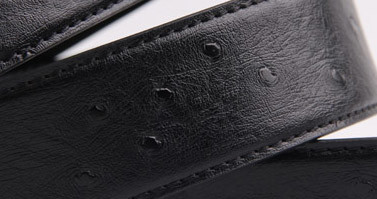 Ostrich Grain Genuine Mens Leather Dress Belt With Black Zinc Alloy Buckle