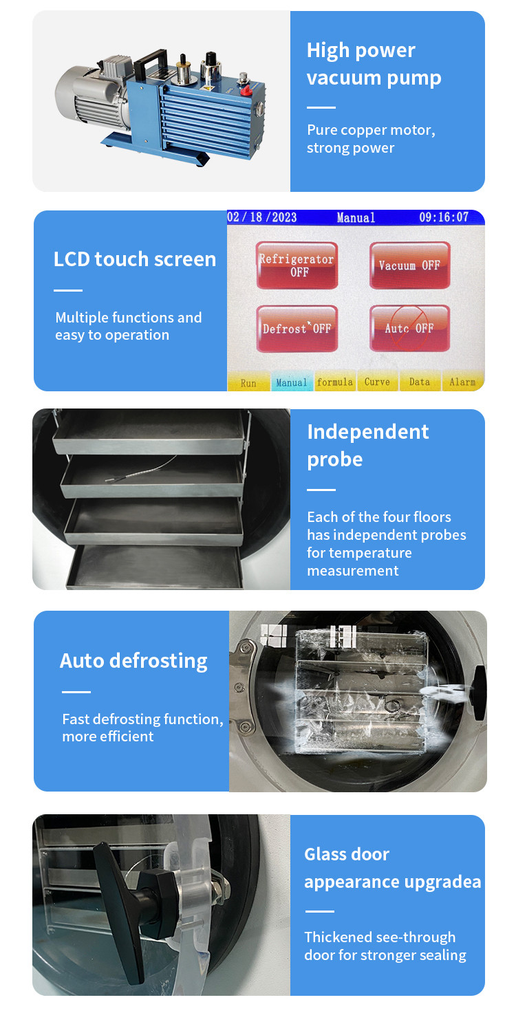 10kg 15kg Industrial Vacuum Lyophilization Equipment 8KG / Batch 220V For Egg Milk