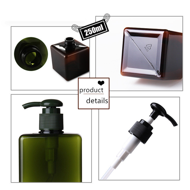 Square Shape Body Cosmetic PETG Bottle 250ml Capacity PP Pump Material Durable
