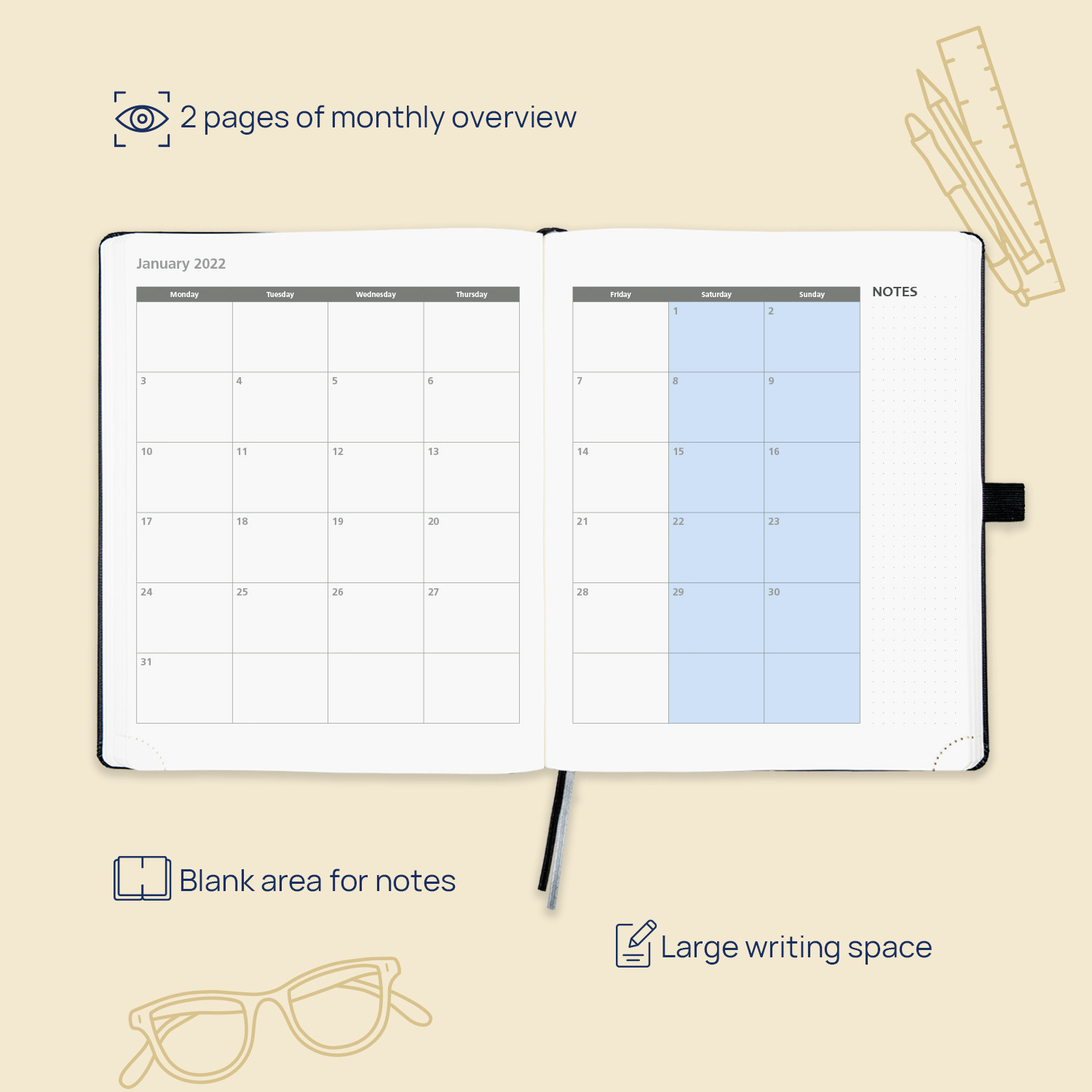 10.5X8.5inch Hardcover Academic Planner From Jul 2023 To Jun 2023