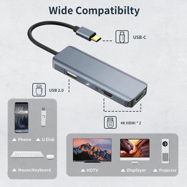  3 In 1 USB Hub HDMI Adapter Usb C To Usb 2.0 Adapter Slim Dock For Mac Manufactures