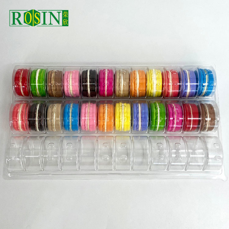 Customized Transparent Macaron Box Eco Friendly Hinged Clamshell Lightweight
