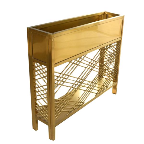 Rectangular stainless steel material golden stand flower pot decoration for