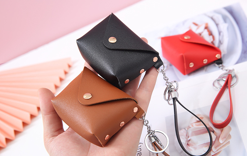 Customized Logo Genuine Leather Minibook Coin Purse for Coin Lanyard Bag