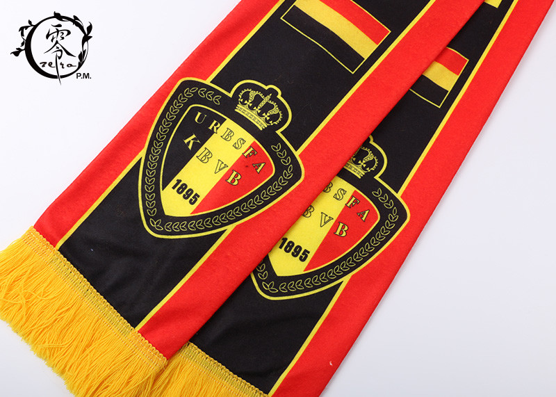 Belgium Custom Winter Soccer Team Scarves , Fleece Printed Football Scarves