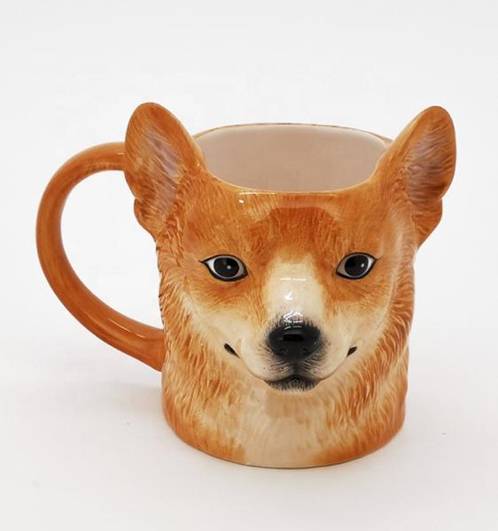 Best Selling cute earthenware 3d dog shaped Animal Ceramic Mugs Design with 3D