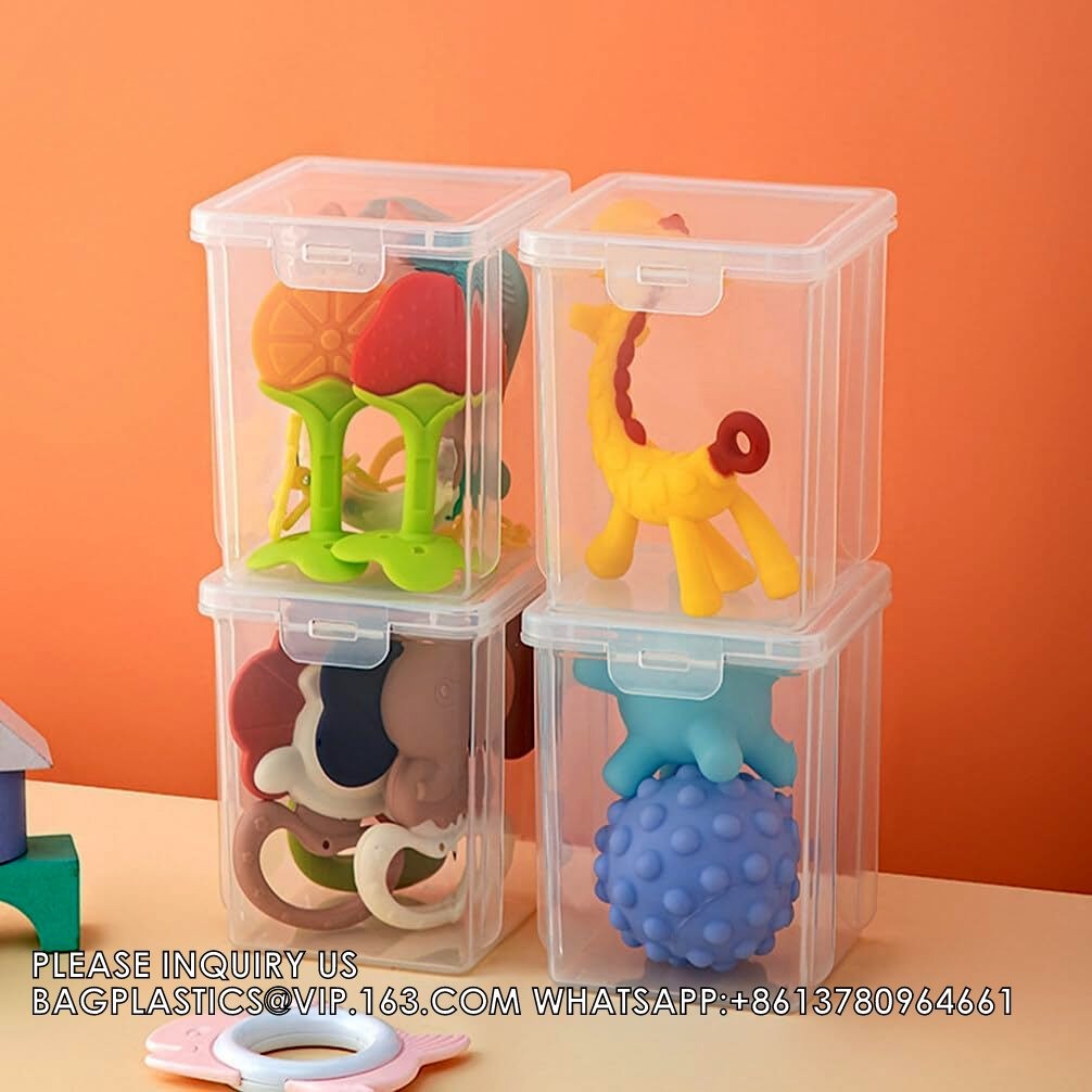 Plastic Storage Box Clear Stackable Storage Containers With Hinged Lids Small Empty Organizer Bins For Food Snacks