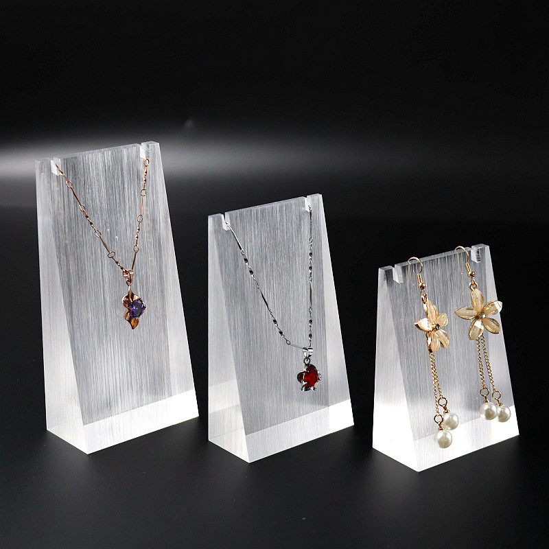 Custom Size Acrylic Necklace Display Holder Brushed Finishing For Jewelry Store