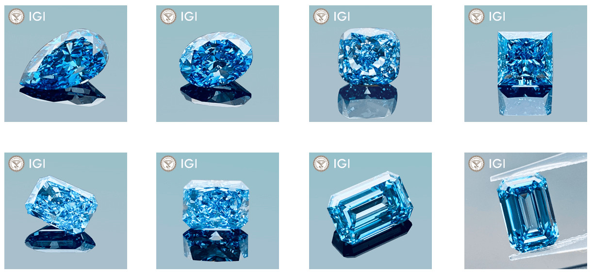 VS1 Cushion Brilliant Cut CVD Lab Grown Blue Diamonds 3.2ct-3.6ct