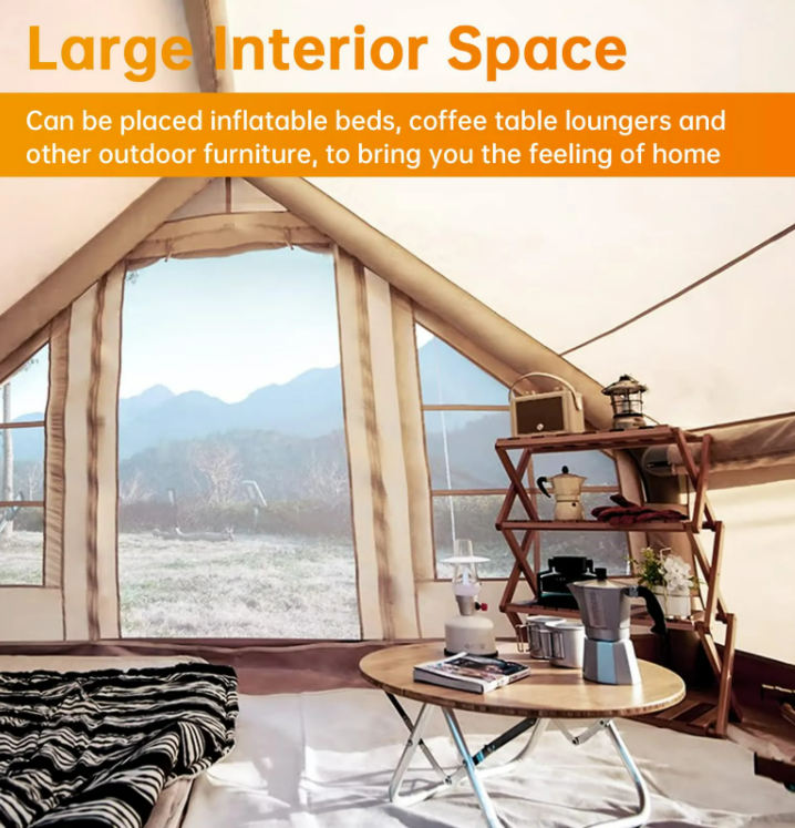 Wholesale Inflatable Air Tourist Tent Large Canvas Glamping Cabin Tent Family Outdoor Inflatable Camping Tent