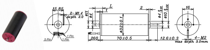 70mm Length DC Coreless Motor , 9182 Rpm Motor Dc 36v 280g Weight