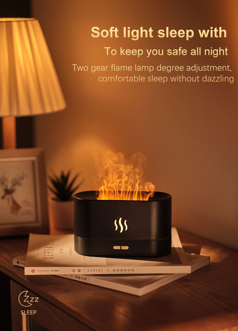 Homefish OEM Humificador Difusor De Aromas 180Ml Diffuser Simulation Flame Humidifier Ultrasonic Mist Air Humidifier Aroma