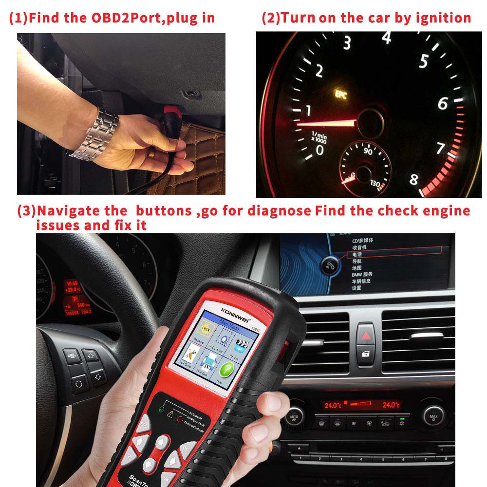 Portable Car Engine Diagnostic Tool 2.8 Inches TFT Screen 24 Months Warranty