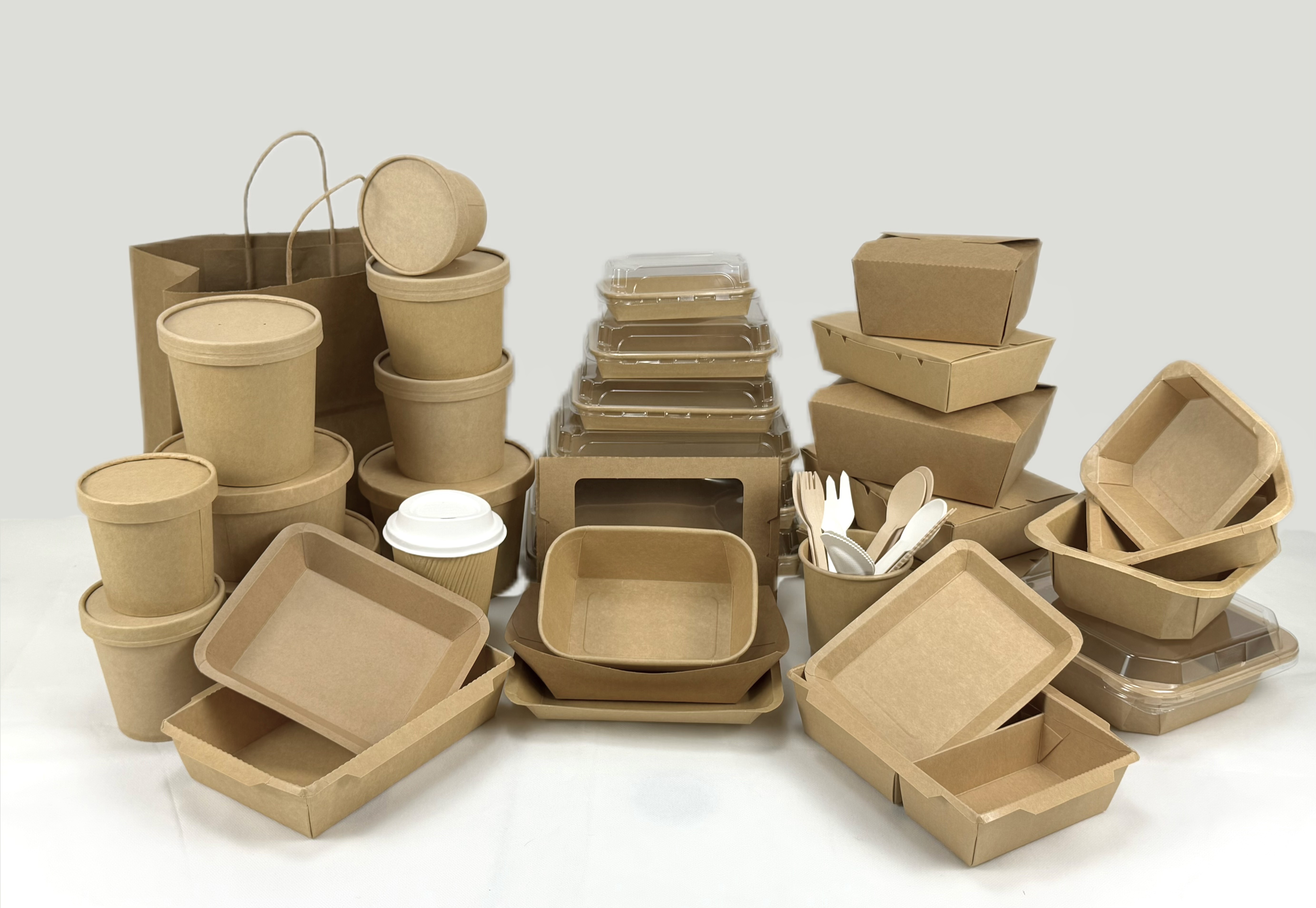 GZ Bio BPI Biodegradable Kraft Food Container Kraft Disposable Lunch Meal Box Kraft Take Out Chicken Box