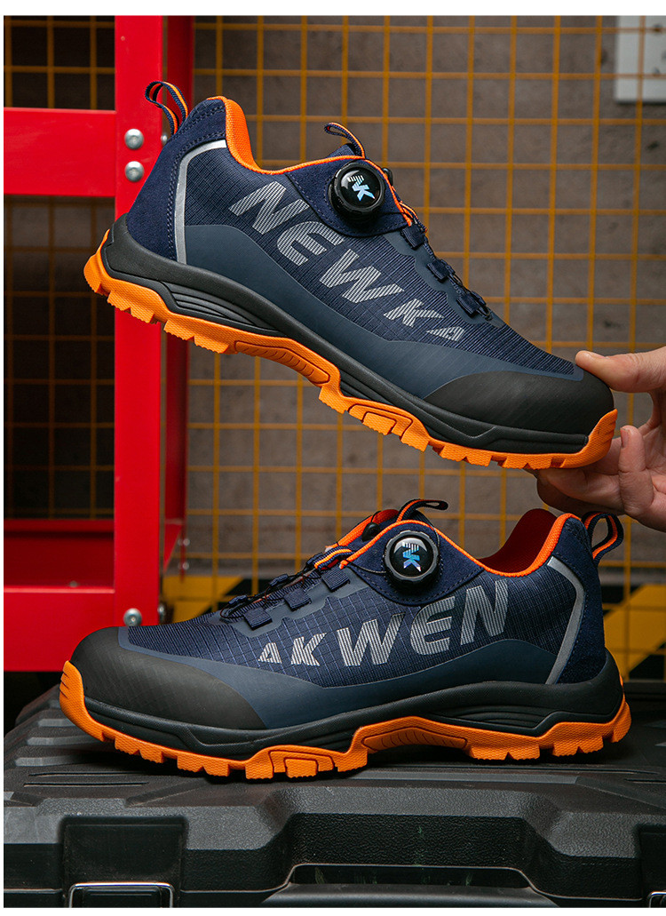Kevlar Midsole BOA Rotating Button Work Shoes European Standard Steel Toe Anti Smashing MD Sole Safety Shoes