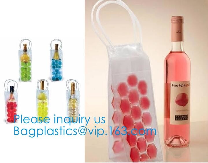 PVC Ice Bag, Wine Beer Gift Bags, Wine Bag, Drink Ice Bags, Portable Wine Bags Gel Ice Pack PVC Wine Cooler Bag With Han