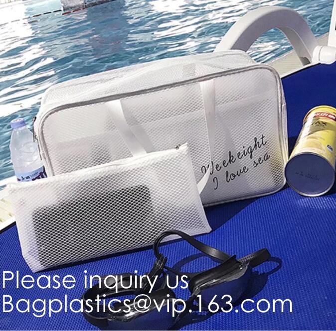 Clear Zipper Pouch with Strap Makeup Bag PVC Cosmetic Pouch,Printing Clear Zip lockk Cosmetic PVC Pouch, bagease, bagplast