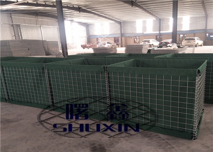 1*1*1m Defensive Barriers Army Green Welded Gabion Hesco Mlilatary Use Bastion