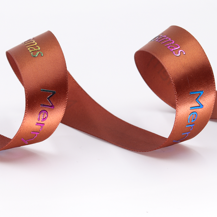Fancy Brown Gift Wrap Ribbon , Words Patterned Wired Christmas Ribbon
