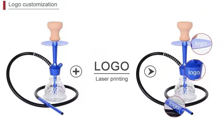 Resin 38CM Hookah Design Gold White Aluminum 1 Hose Shisha with LED Light