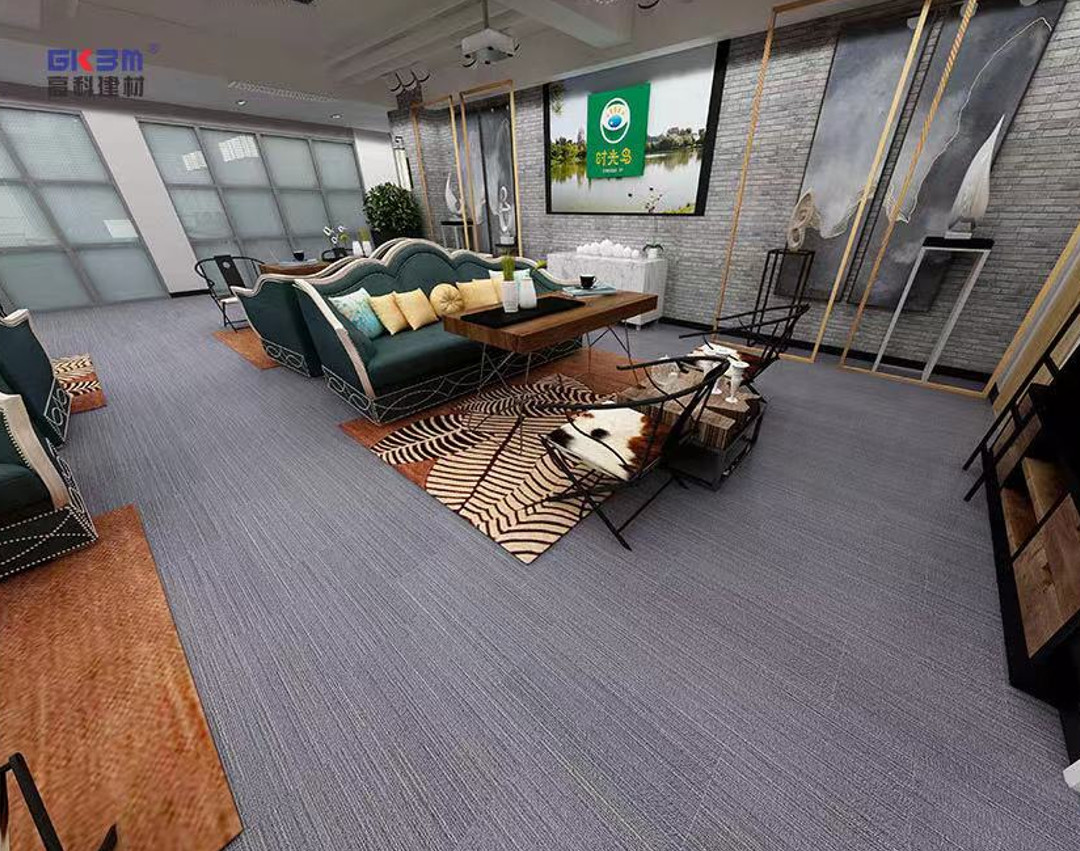Dark Grey Carpet Vinyl Flooring Waterproof 4mm Click Stone Plastic Composite For Office Greenpy SY-C1012