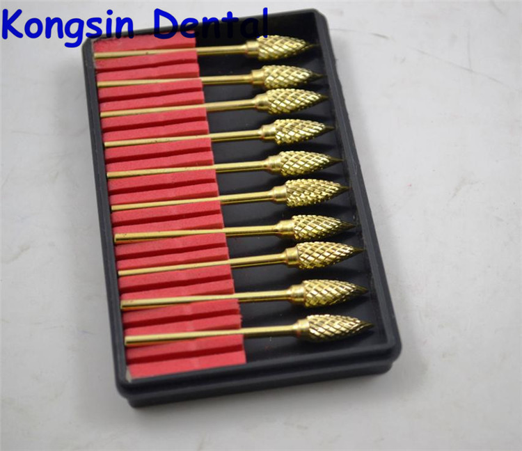 Dental Lab Golden Tungsten Carbide Burs for Dental Low Speed Handpiece