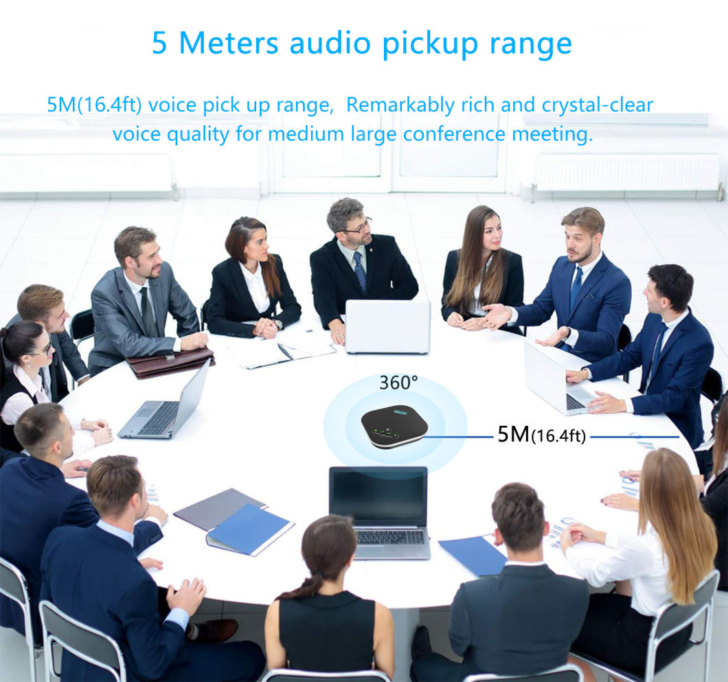 Tevo-Na200 USB Conference Speaker Microphone 5m (16.4FT) Pick up Radius Computer Speakers with Microphone, Voiceia Noise Cancelling USB Speakerphone