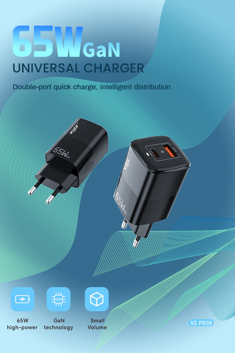 Super Fast 65w GaN Charger Type C Dual Port QC3. 0 Quick Charging