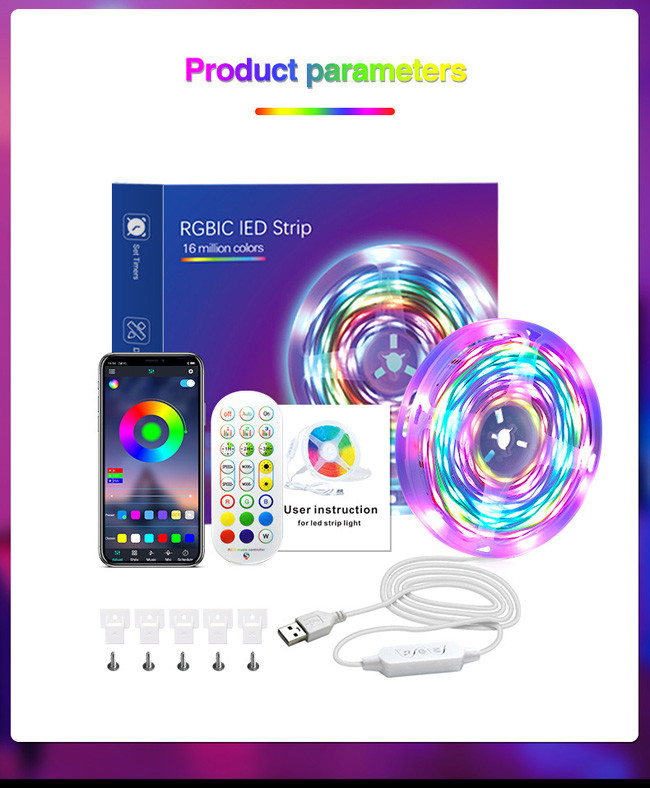 USB LED Strip Lights Intelligent Remote Bluetooth Music 5050 Light Strip Set