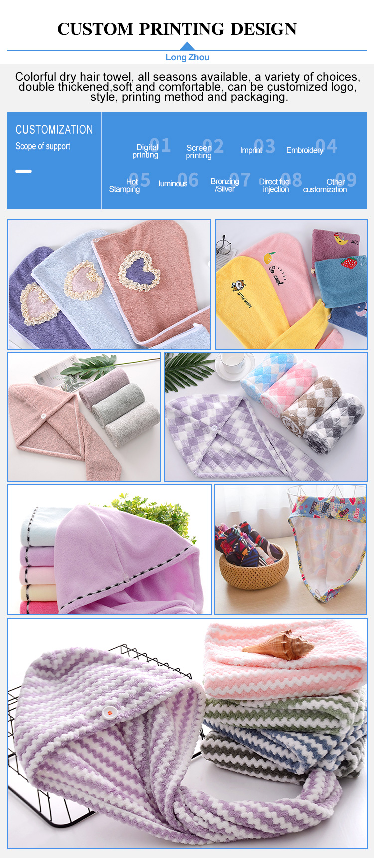 Square Magic Super Absorbent Microfiber Hair Towel Wrap for Women Quick Dry Turban Wraps Hair Drying Towel