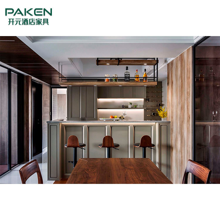 Wooden Warm Villa Kitchen Furniture Sets Bar Table And Chair
