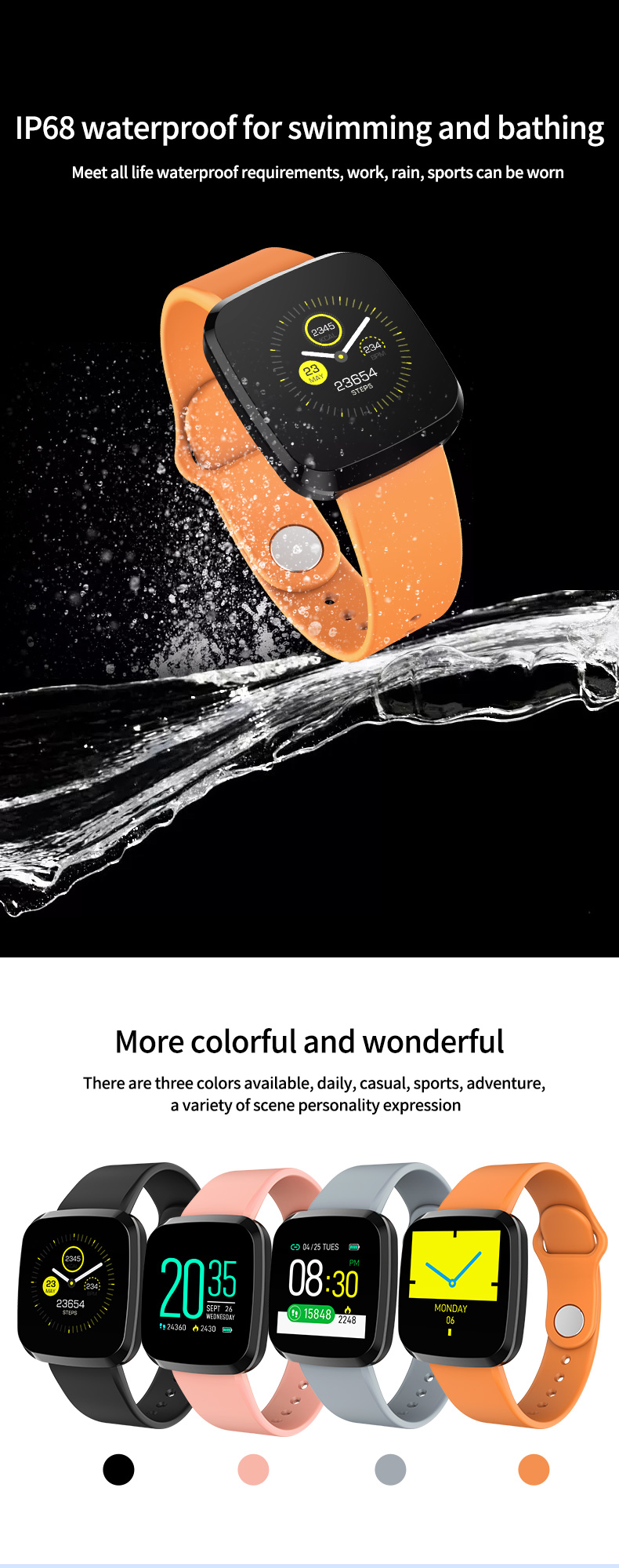 P3 smart watch Detects Heart Rate Wristband Blood Pressure Watch Oxygenand Outdoor Exercise APP