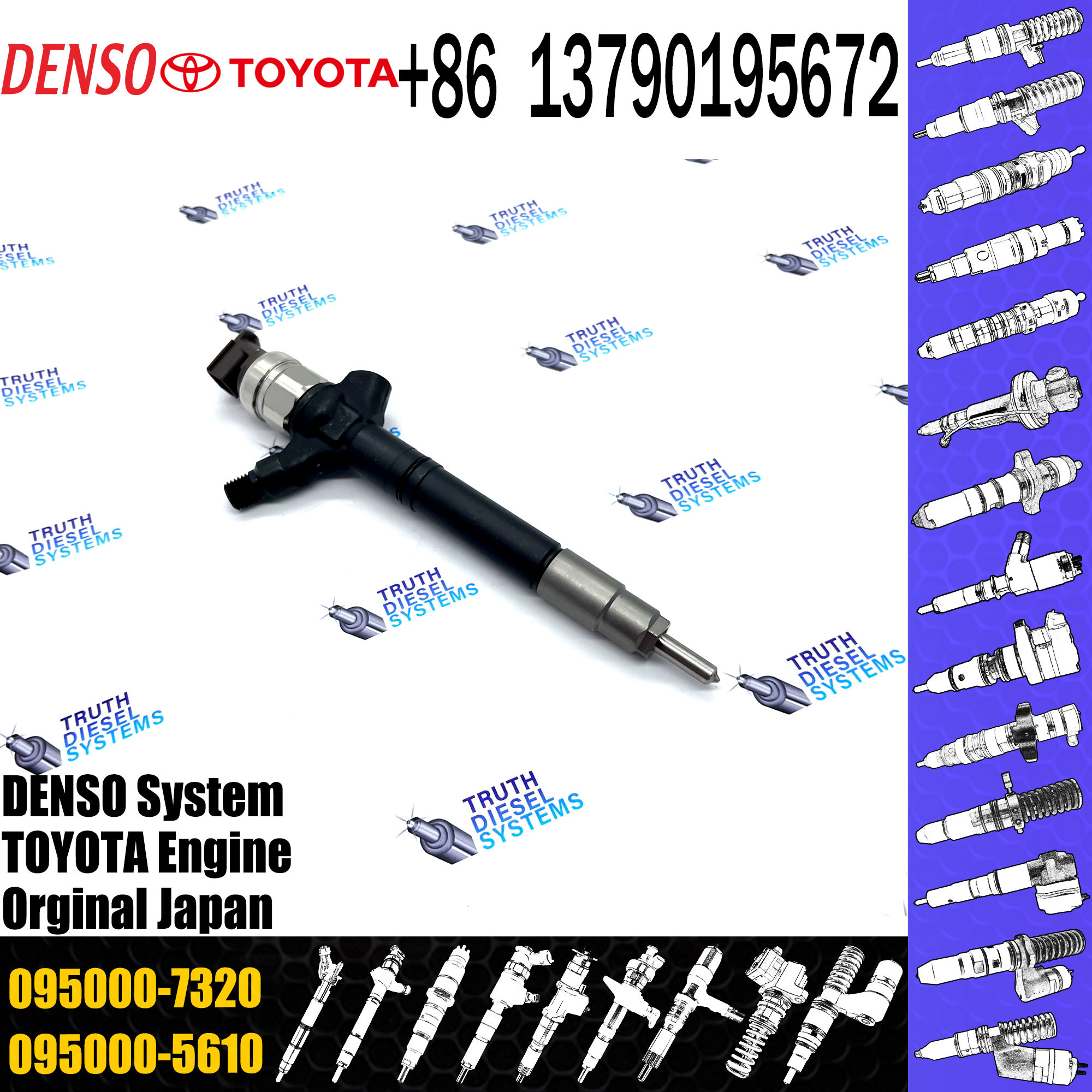 High Quality Common Rail Injector 23670-0R180 095000-6970 095000-7320 for 1VD Diesel Nozzle Assembly