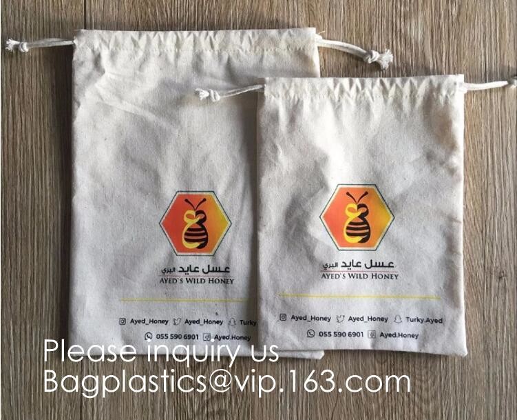 100% Cotton Canvas Favor Bag Pouch with Drawstring,Cotton Breathable Dust-Proof Drawstring Storage Pouch Multi-Functiona