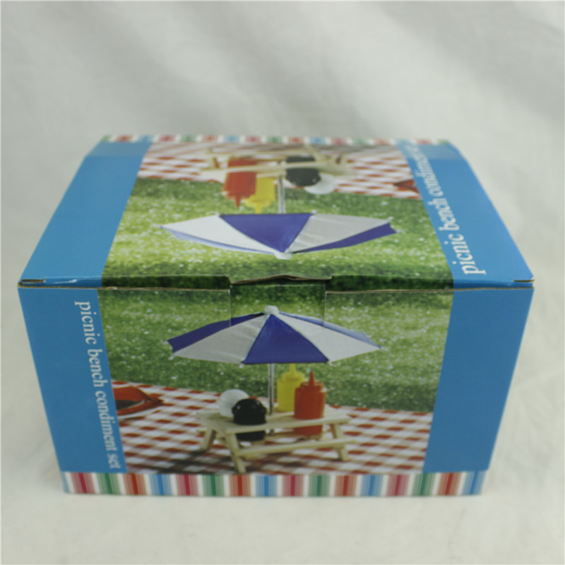 Outdoor Picnic Bench Condiment Set , Umbrella Salt Picnic Table Sauce Holder