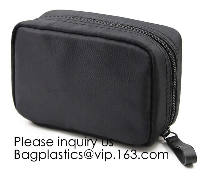 Wholesale Men Vintage Zipper Cosmetic Bag Leather Wash Cotton Canvas Makeup Bag Toiletry Bag, bagease, bagplastics