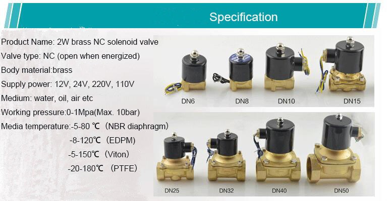 NPT Female Water Solenoid Valve Direct Acting Applied To Air Water Oil Steam