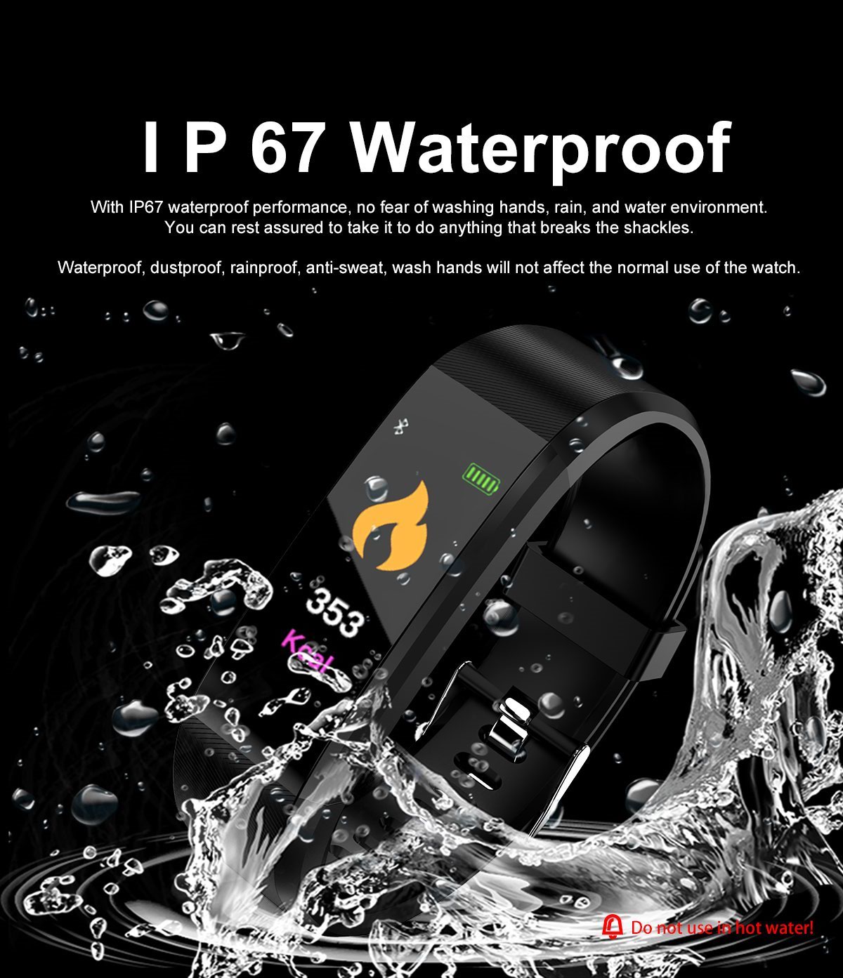 NFC BLE 115 Plus Smartwatch Blood Pressure Wristwatch Bracelet Electronics