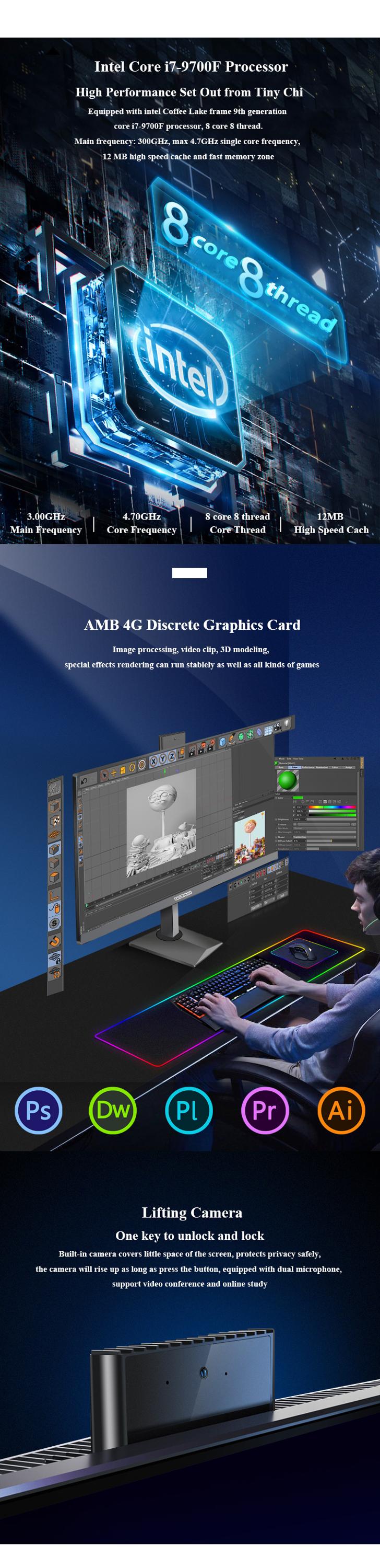 23.8 Inch Octa Core Business Monoblock Computer SSD 256G 512G Barebone Desktop AIO PC All In One