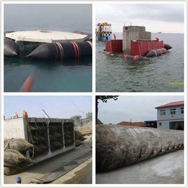 Sunken Vessels Floating Boat Lifting Airbags , Black Boat Recovery Airbags Fill With Air