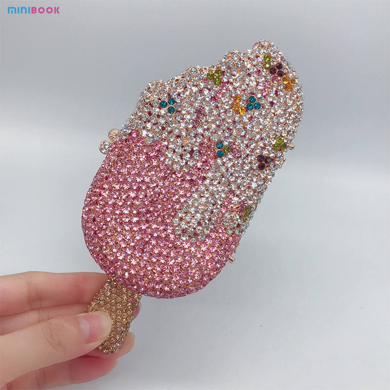 Women's Luxury Metal Crossbody Bag Rhinestone Wallet Coin Purse with Metal Chain
