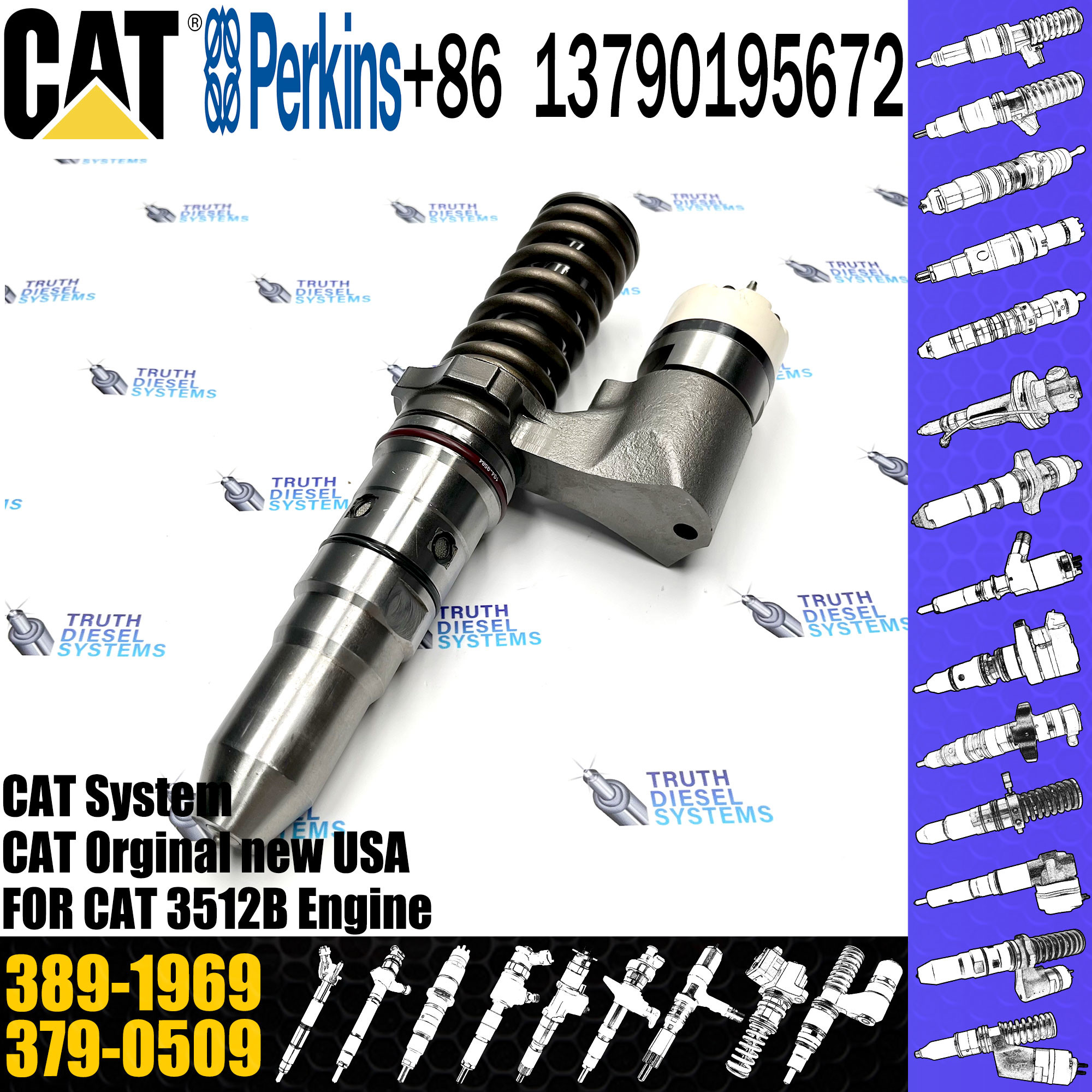 Diesel Fuel Injector 250-1302 389-1969 10R-1303 386-1754 10R-3255 386-1758 392-0208 386-1760 20R-127 For 3512B Excavator