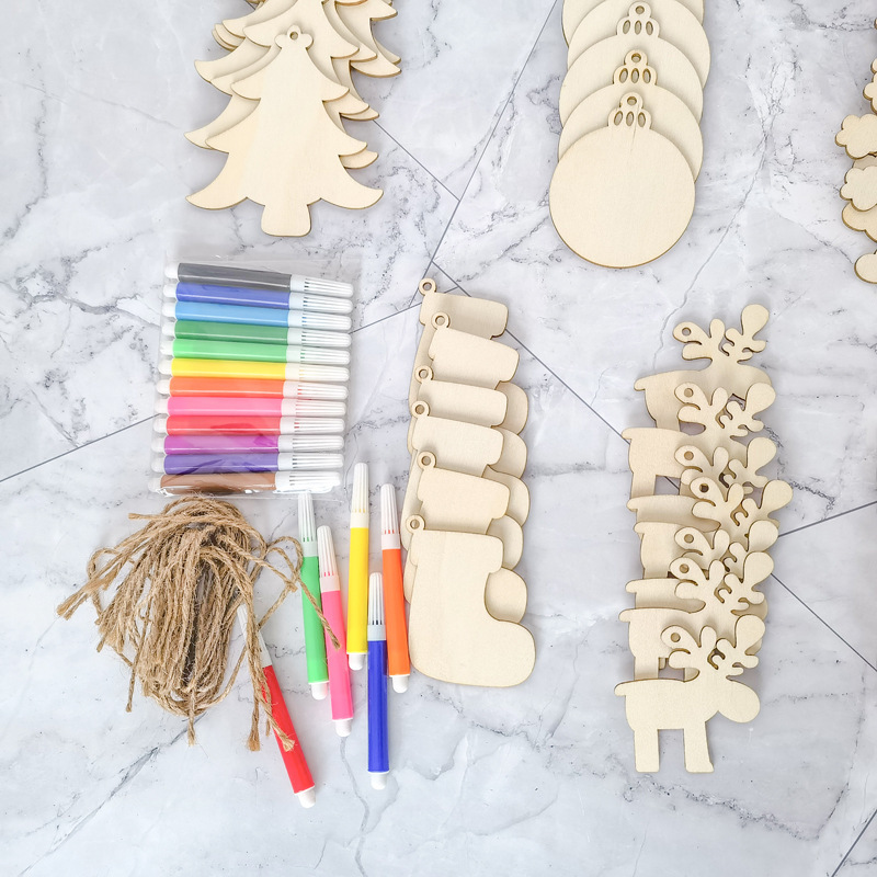 DIY Wooden Christmas Ornaments Unfinished Predrilled Wood Slices for Holiday Hanging Decorations