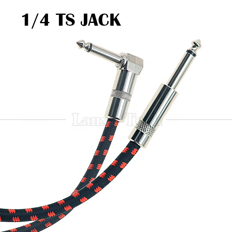3ft 10ft 3m 5m 1/4 6.35mm Mono TS Right Angle Jack Electric Instrument Accessory Amp Effect Amplifier Guitar Patch Cable