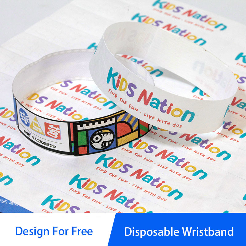 Waterproof and Adjustable Size Tyvek Paper Bracelets for Event Festival Custom Logo Printing