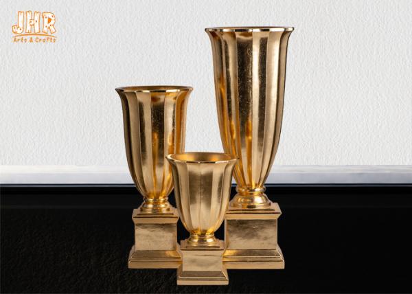 Gold Leafed Fiberglass Table Vases Homewares Decorative Items Trumpet Floor