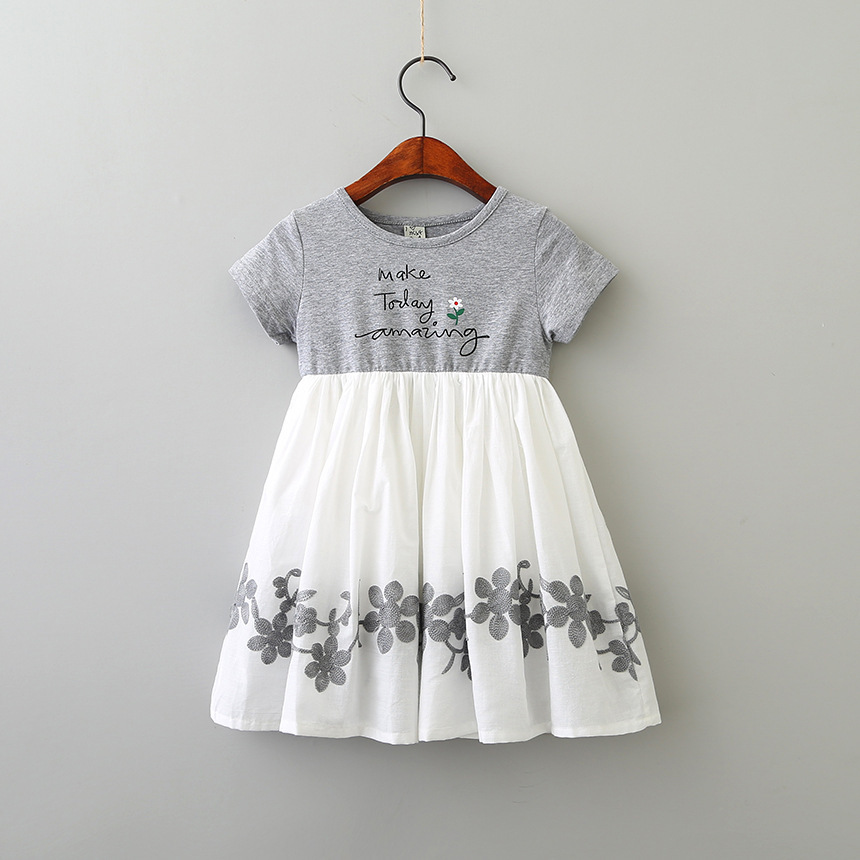 Summer Children'S Clothing Girls Summer Flower Embroidery Dress
