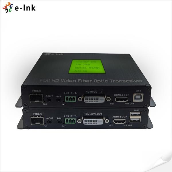 Quality DVI KVM Fiber Extender with USB RS232 Audio GPIO 60km Transmission for sale