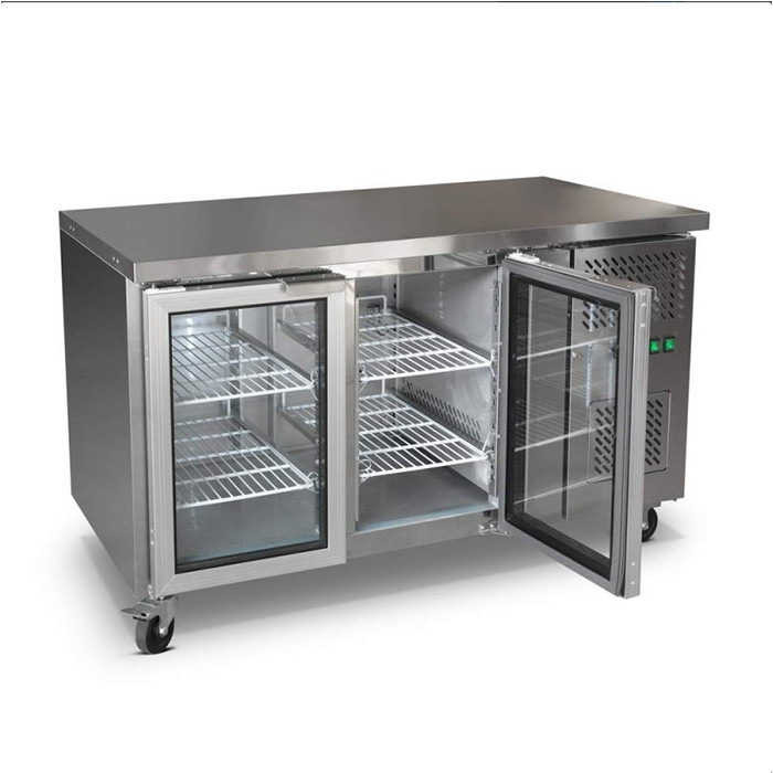 Stainless Steel Fan Cooling 2 Door Undercounter Chiller