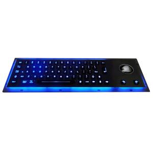 Splash Resistant Stainless Steel Keyboard 64 Illuminated Keys With Trackball /